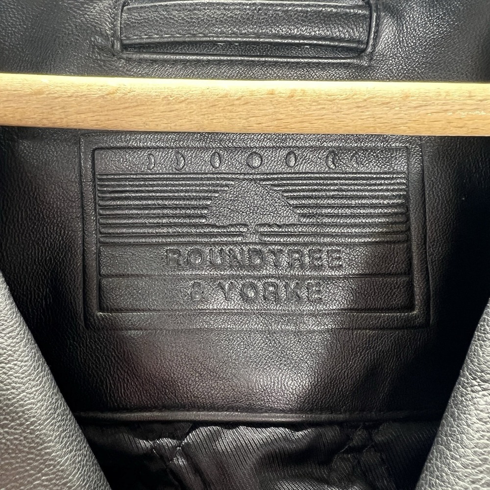 Black Lambskin Leather Car Coat Jacket Mens Large Roundtree & Yorke Classic - Picture 3 of 14